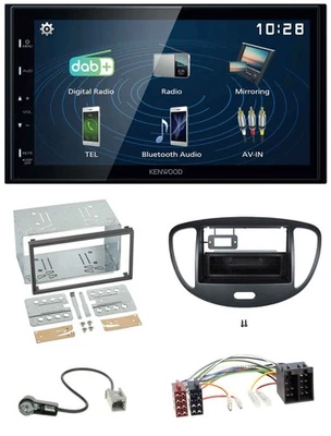 Kenwood 2DIN Bluetooth MP3 USB DAB Autoradio für Hyundai i10 2008-2013 schwarz - Bild 1 von 4