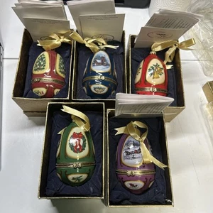 Valerie Parr Hill Mr Christmas Egg Shaped Musical Christmas Ornaments Set of 5 - Picture 1 of 22