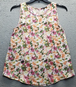 STACCATO Tank Top Womens Small Multicolor Floral Wide Strap Round Neck Pullover - Picture 1 of 8