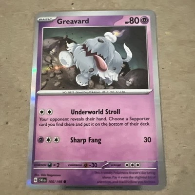 Greavard Promo - 105/198 - Mirage Holo NM, English Pokemon Scarlet & Violet - Image 1 of 2