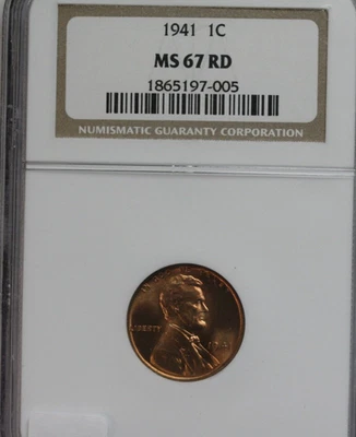 1941 Lincoln Cent   NGC MS67RD - Image 1 of 3