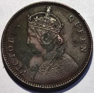 # BRITISH INDIA QUEEN VICTORIA 1862 QUARTER ANNA OLD RARE VINTAGE COIN - Picture 1 of 3