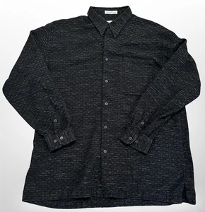 Jhane Barnes Shirt Mens Large Black Gray Button Up Textured Japan Fabric Casual - Picture 1 of 7