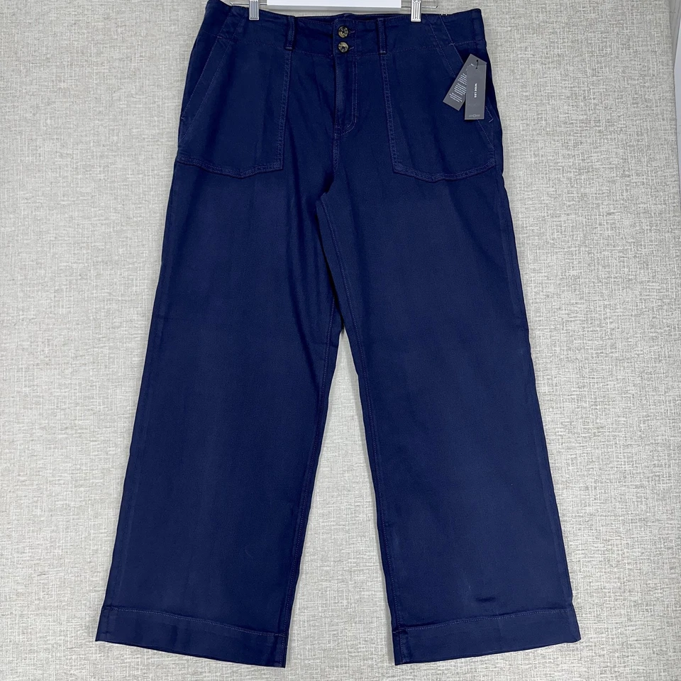 Pantalones utilitarios Liverpool Los Angeles para mujer 14 azul marino anochecer pierna ancha acampanada algodón Foto 1 de 4