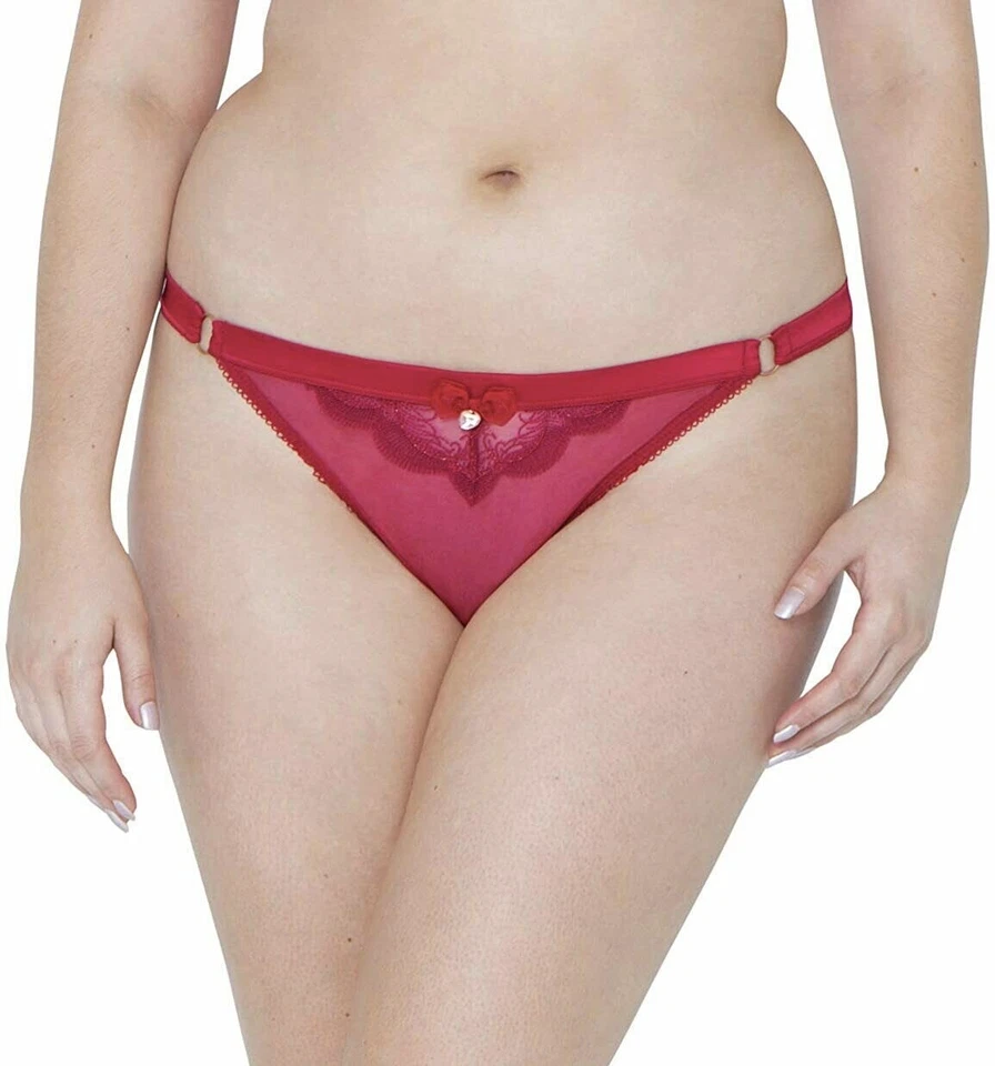 Tanga Curvy Kate Surrender Scantilly Talla M 12 Rojo Profundo Malla Bragas ST2402 Nuevo Foto 1 de 4