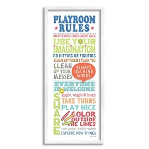 Stupell Industries Playroom Rules Typography Blue Green and Red, Design by St... - Picture 1 of 8