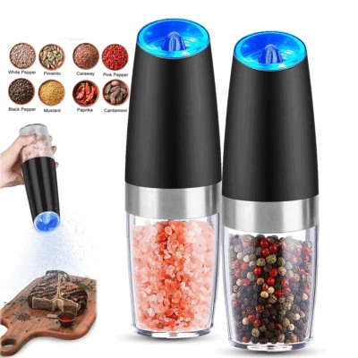 2 Pack Gravity Electric Salt and Pepper Grinder Mill Shaker Adjustable Automatic - Image 1 of 4