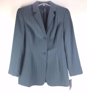 Karen Scott cyanblau gestreifter klassischer Blazer Karriere Jacke $ 43 (Größe 14) *NEU* - Bild 1 von 5