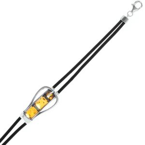 925 Plata de Ley Ámbar Báltico Genuino Pulsera En Goma Tira Bolsa Regalo Gratis - Imagen 1 de 2