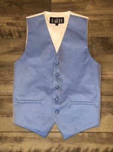 Cardi Collection Formal Vest Sky Blue White Button Up Polyester Men’s Small - Picture 1 of 4