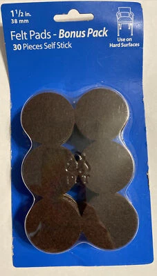 Waxman 30-PC 1-1/2”/ 38mm  FELT PADS Brown SELF STICK f/ HARD SURFACES Furniture - Image 1 of 3