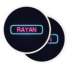 2x Vinyl Stickers Neon Sign Design Rayan Name #352400
