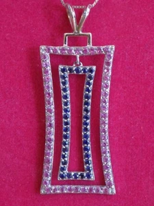 18k Rosa Saphir Blau Saphir Anhänger - Bild 1 von 10