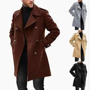 Trench Cappotto Uomo Classico Doppiopetto Cappotto Lungo Uomo Abbigliamento Giacche Lunghe... - Foto 1 di 11