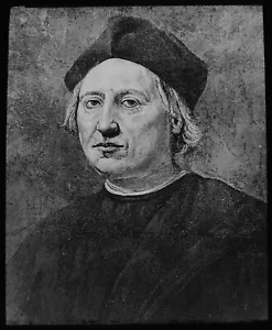 PORTRAIT OF THE EXPLORER CHRISTOPHER COLUMBUS C1900 Magic Lantern Slide - Picture 1 of 3