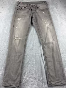 True Religion Jordan Seat Gray Washed Distressed Jeans Damen Größe 27 - Bild 1 von 11