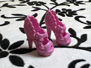 Barbie Fashionista Fashion Fever High Heels Pink Floral Peep Toe Doll Shoes E1 - Picture 1 of 4