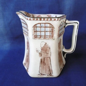 SUPERBE PICHET ANCIEN EN FAÏENCE ANGLAISE ROYAL DOULTON - DÉCOR MOINES - Imagen 1 de 6