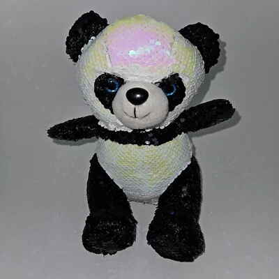 Sequin Panda Bear Plush 7" Stuffed Animal Toy Black White - Image 1 of 4