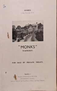 TREATY SALE PARTICULARS FOR "MONKS," WADHURST. 1940'S? (TN5 6EW). - Picture 1 of 6