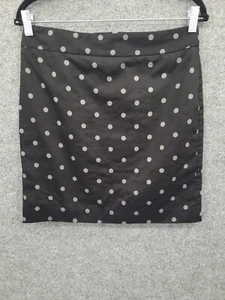Loft Pencil Skirt Mujer 6P Knee Length Black Polka Dot Fored Zip Close - Imagen 1 de 12