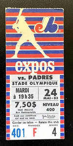 5/24/83 EXPOS/PADRES TICKET STUB-GARVEY HR#219/RAINES 3 HITS/2 SBS-DAWSON 3 HITS - Imagen 1 de 1