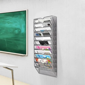 12 Tiers Wall Pocket File Holder Mail Organiser Offices Magazines Storage Rack - Picture 1 of 21