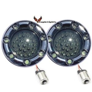 Eagle Light 2" Bullet Rear LED Turn Signals 1156 ChromeTrim Ring Harley XL Ultra - Picture 1 of 4
