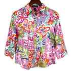 Ralph Lauren Womens PM Petite Medium 3/4 Sleeve Floral Beach Blouse Shirt Top