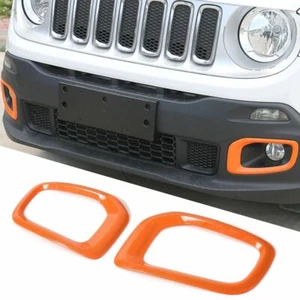 2x Front Fog Light Lamp Frame Trim Decor Cover for Jeep Renegade 2016-18 Orange - Foto 1 di 11
