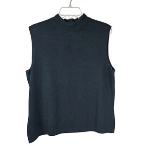 St. John Santana Knit Sleeveless Mock Neck Top L Dark Green Quiet Luxury Office - Picture 1 of 9