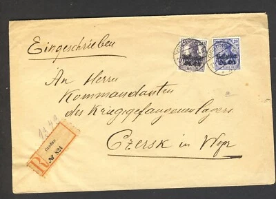 Bielorrusia 1918 Ob.Ost Grodno cubierta registrada Foto 1 de 2