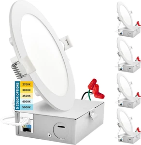 6 Inch Ultra-Thin LED Recessed Lighting with Junction Box, 5 Color Options 2700K - Picture 1 of 5