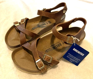 BIRKENSTOCK Kumba Womens Leather Ankle Strap Sandals 39/8 M Width Cognac - Picture 1 of 6