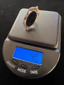 Hycrest Sterling Marcasite and Onyx RIng ***BROKEN** Size 6 - Picture 1 of 10