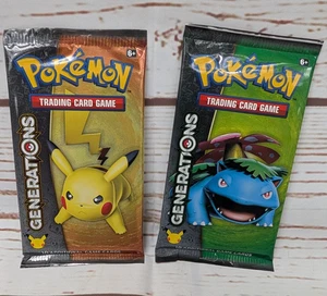 Pokemon Generations Booster Packs 2 Packs 20th Anniversary New Sealed - Picture 1 of 8