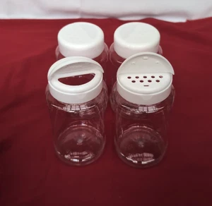 Tarro de azúcar especias de plástico PET transparente 4, tapas, FlapMate, blanco - Imagen 1 de 2