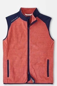 Peter Millar Crown Sport Mens Fade Fleece Vest Lightweight Stretch Red Sz M NWT - Picture 1 of 6