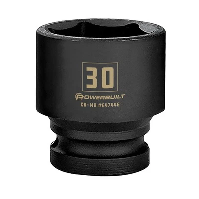 Powerbuilt 1/2 Inch Drive x 30 MM 6 Point Impact Socket - 647446 - Image 1 of 4