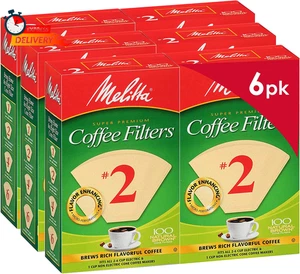 Melitta Cono Filtri Caffè, Marrone Naturale, n. Filtri 2, 100 pezzi (confezione da 6) - Foto 1 di 12