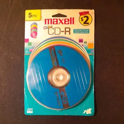 Maxell Color CD-R Data 5 Pack- Music Photos - 80mins 700mb - Brand New/Sealed  - Image 1 of 4