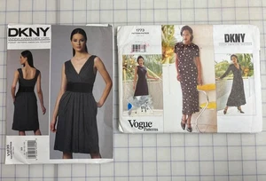 2 Vogue Uncut Dress Patterns DKNY 1773 SZ 8,10,12 & DKNY 1235 SZ 8,10,12,16 - Picture 1 of 2