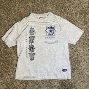 90s Nutmeg Mills Dallas Cowboys Patch Embroidered Grey T-Shirt Large 20x26 - Picture 1 of 6