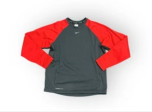 Camisa Nike Therma-Fit Para Hombre Manga Larga Cuello Redondo Gris/Rojo Raglán Talla M - Imagen 1 de 7