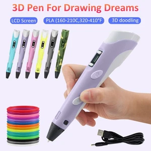 DIY 3D Printing Pen LCD Screen with 3 m 3 colors PLA Filament Kids Gift Toys New - Picture 1 of 14