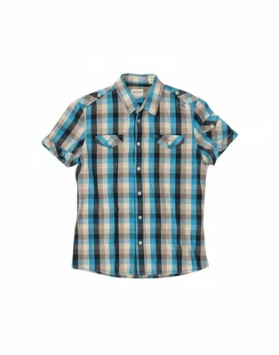 ENERGIE Mens Short Sleeve Shirt Medium Blue Check Cotton AF05 - Image 1 of 4
