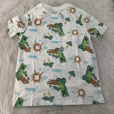 Old Navy boys L 10/12 Minecraft Creeper Tee NWT short sleeve crew - Image 1 of 4