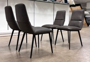 Furniture Village Bodahl 'Odin' 4x Dining Chairs Grey Faux Leather RRP £1400 NEW - Picture 1 of 7