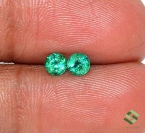 Par de piedras preciosas sueltas facetadas de corte redondo esmeralda natural certificada de 4,25 mm 0,56 CTS - Imagen 1 de 8