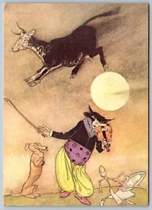 Postcard Hey Diddle Diddle The Cat & The Fiddle Illustration Rackham REPRO F17 - Afbeelding 1 van 4